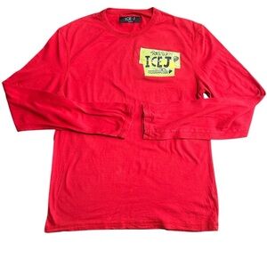 Iceberg Ice J Men’s Medium Red Cotton Long Sleeve Graphic T-Shirt Made Italy